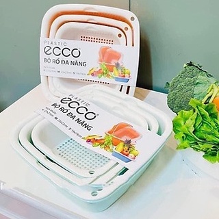 Set 3 Bộ Rổ Chậu Nhựa To Nhỏ Nhà Bếp ECCO 3 Chậu 3 Rổ Cực Dày Dặn