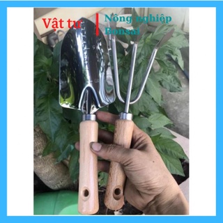 Bộ dụng cụ làm vườn 2 món, xẻng trồng cây cuốc và cào bộ xẻng làm vườn chất thép trắng