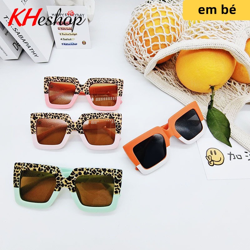 Kính Thời Trang 6 màu form vuông hiện đại cho Bé yêu, họa tiết da báo, gọng rộng vành thời thượng mã Y83126