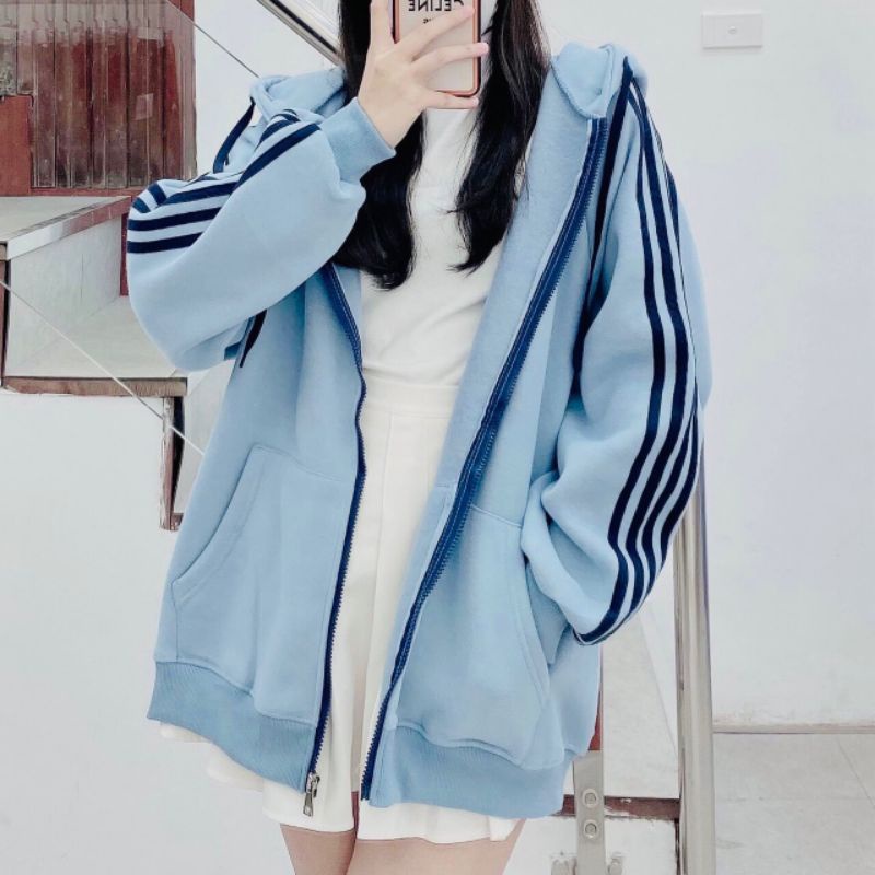 ÁO KHOÁC NỈ XANH SỌC ĐEN THỂ THAO CÁ TÍNH [ ẢNH THẬT ] | BigBuy360 - bigbuy360.vn