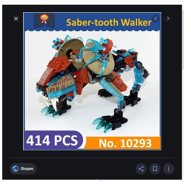 Bộ Lego Xếp hình lắp ráp lắp ghép mô hình Chiếc Saber-tooth Walker của Sir Fangar BỘ TỘC THÚ 10293 có 414pcs- Legoxanh