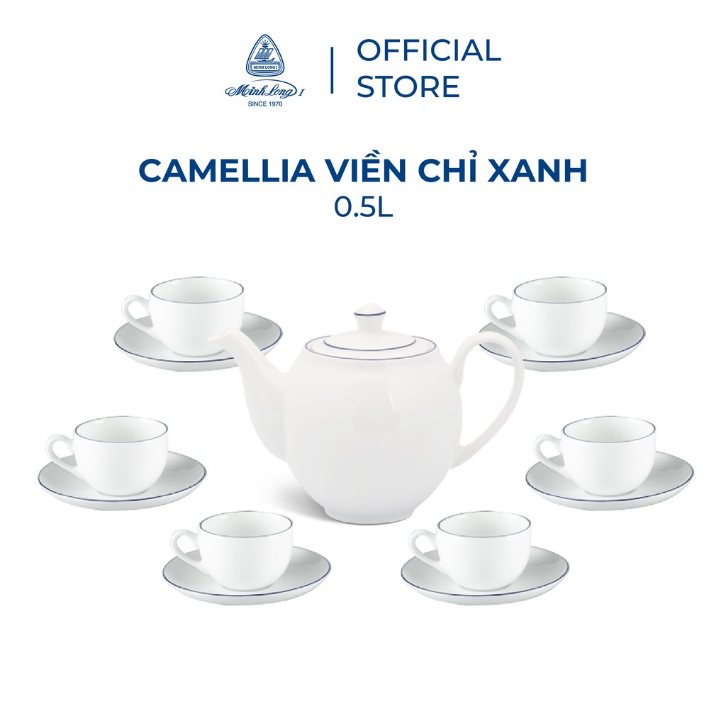 Bộ trà cao cấp Minh Long 0.5 L - Camellia - Chỉ Xanh Dương