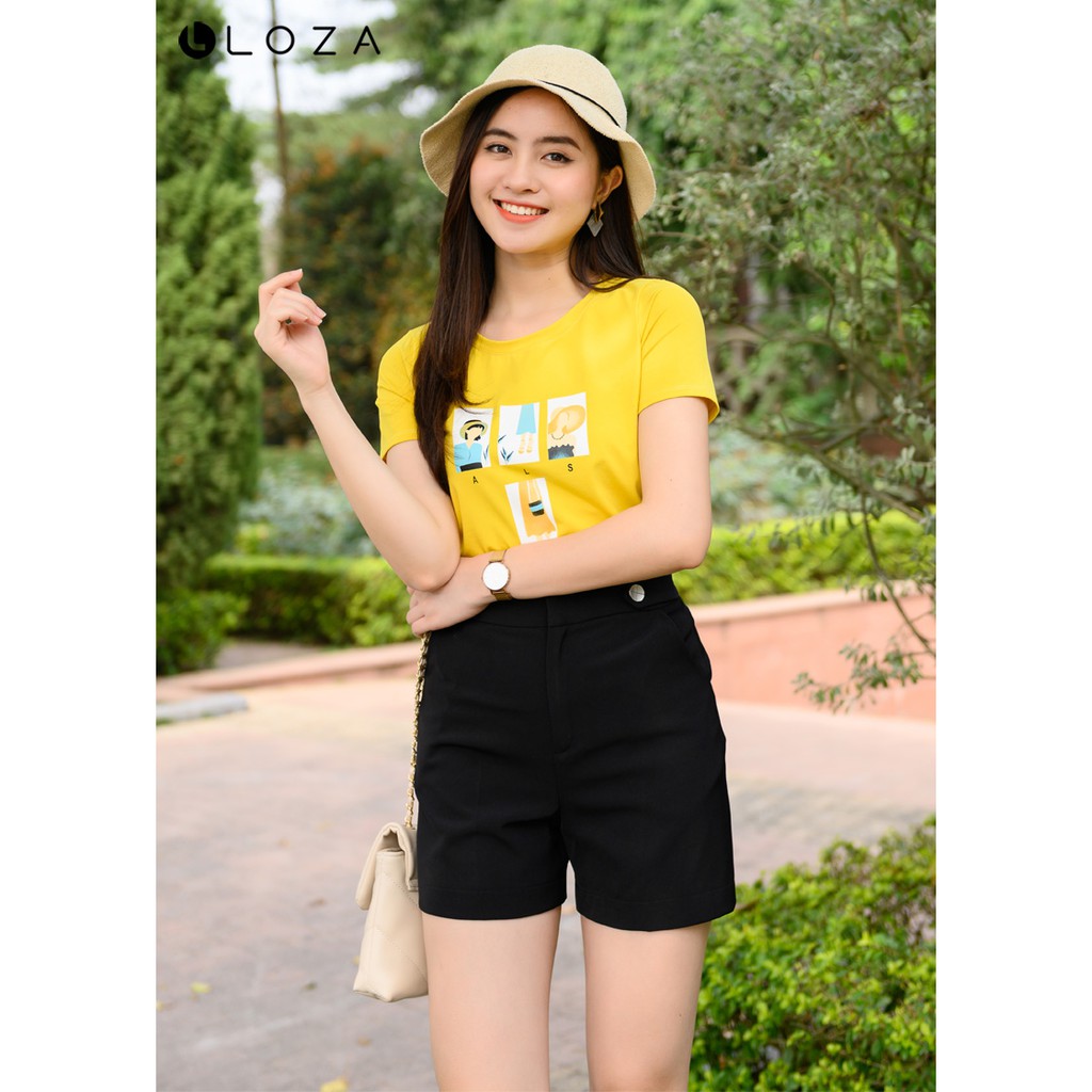 Quần short nữ cạp đính cúc-LOZA LQ03106