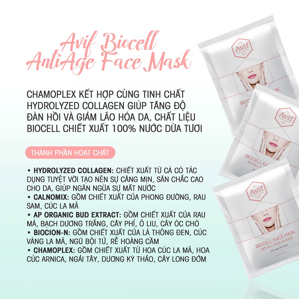 Mặt Nạ Nước Dừa Tươi Vượt Trội BIOCELL ANTI-AGE FACE MASK