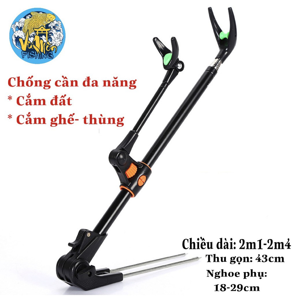 Gác cần đa năng cắm đất tháo lắp | Chống cần carbon - Vũ Môn fishing