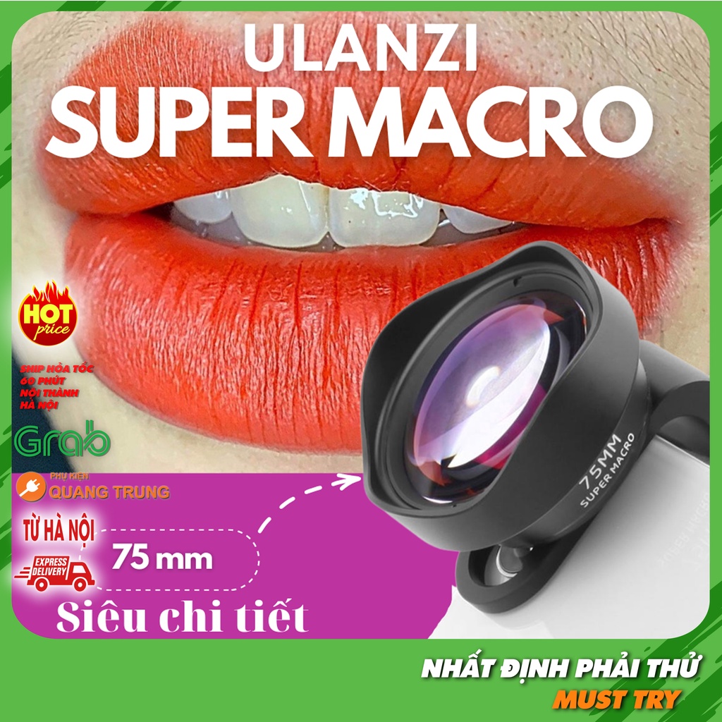 Ống kính Ulanzi super macro 75mm,lens macro 4K,siêu cận cảnh, phù hợp nail, mi, săm môi, mày