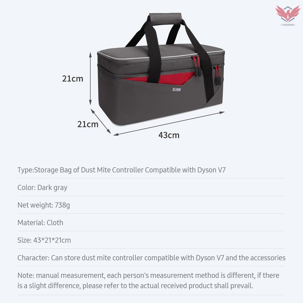 Fir BUBM Storage Bag of Dust Mite Controller Compatible with Dyson V7 Large Capacity Wear-resisting Reasonable Distribution