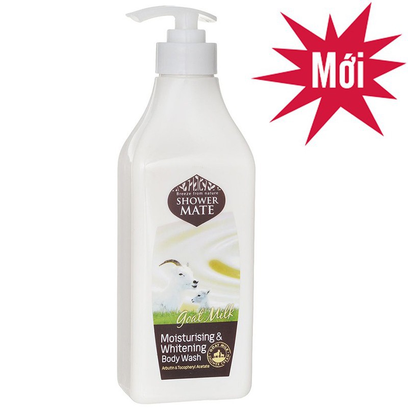 Sữa Tắm Tinh Chất Sữa Dê Shower mate Moisturizing &amp; Whitening 550g Hương thơm nhẹ nhàng mang lại cảm giác thư thái