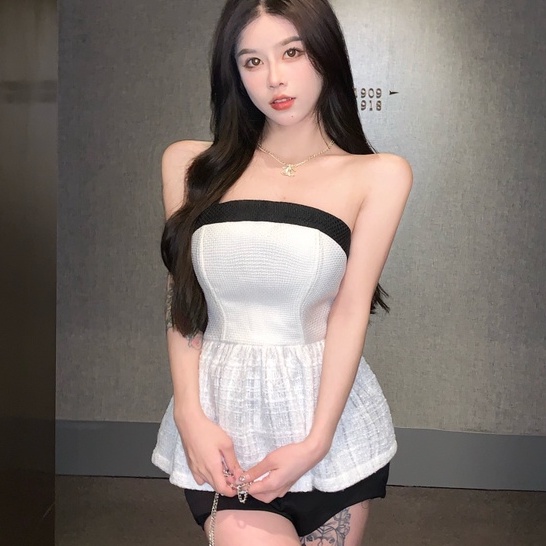 Đầm Vải Tuýt Cổ Chữ V Dáng Ôm Thời Trang Hàn Quốc Quyến Rũ Cho Nữ