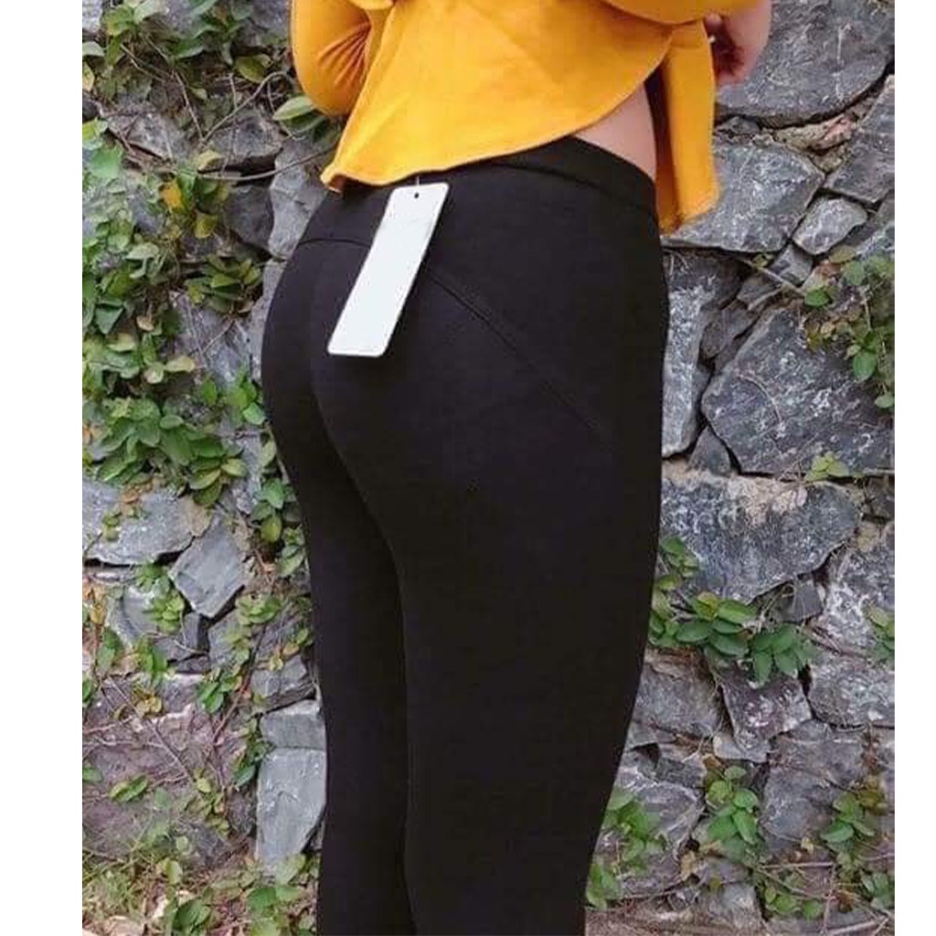 Quần legging nữ dài gân mông vải cotton co giãn ôm bó cạp chun dễ mặc Geleva GE930