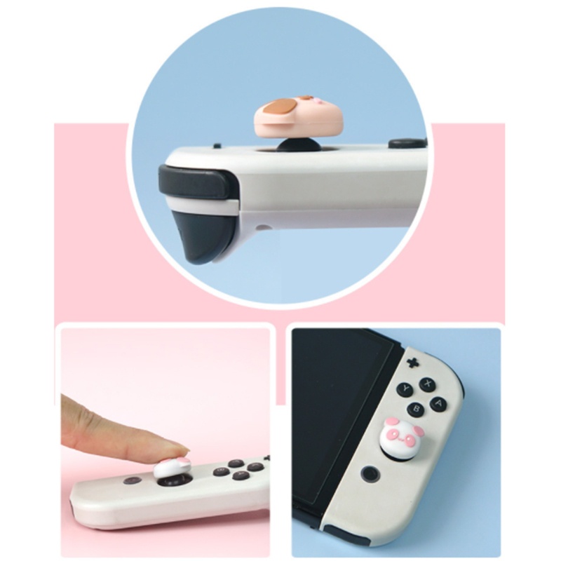 Bộ 4 Nút Bọc Cần Điều Khiển Tay Cầm Chơi Game NS Switch / Lite Hình Mèo / Gấu Trúc Dễ Thương