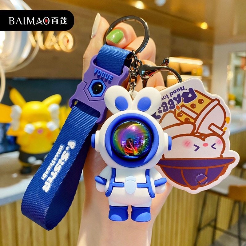 Móc Chìa Khoá Phi Hành Gia Bụng Hình Cà Rốt A74, Móc Chìa Khoá Phi Hành Gia Tai Thỏ Bự Đáng Yêu