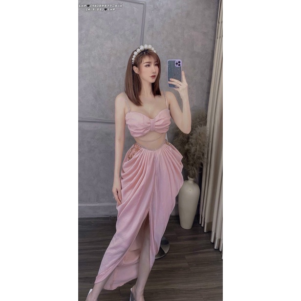 Set áo nơ + chân váy Hi Lạp