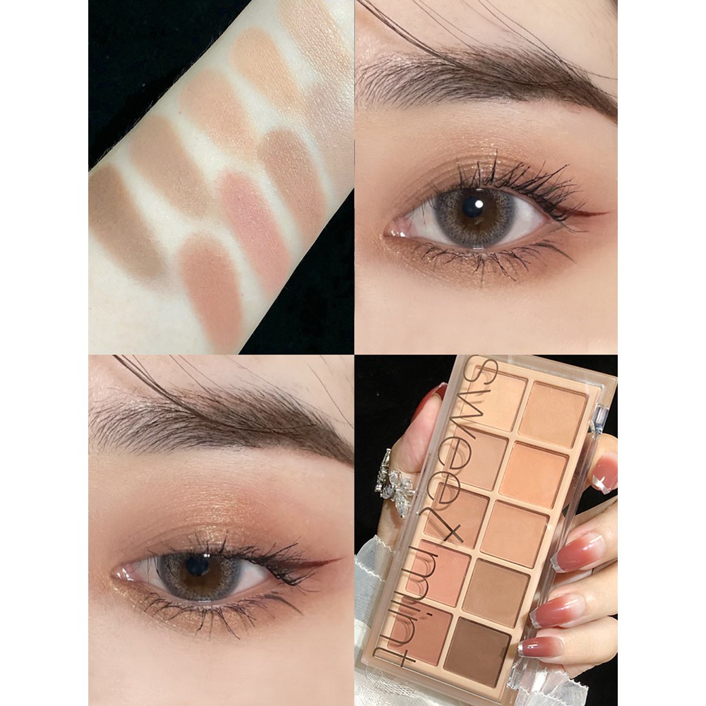 [Hot sale ] Bảng Phấn Mắt Sweet Mint 10 Màu Sắc Hiệu Ứng Lì / Ánh Nhũ Thời Trang