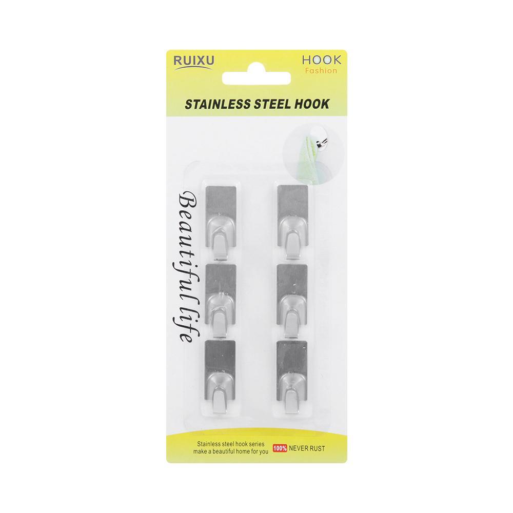 Set 6 Móc Treo Đồ Dính Tường Bằng Thép Không Gỉ Mới