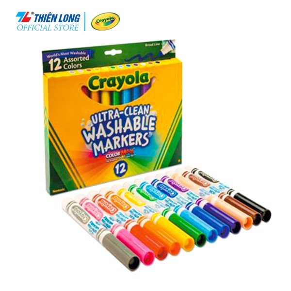 Bộ 12 màu bút lông màu nét đậm có thể rửa được Crayola Board Line Ultra