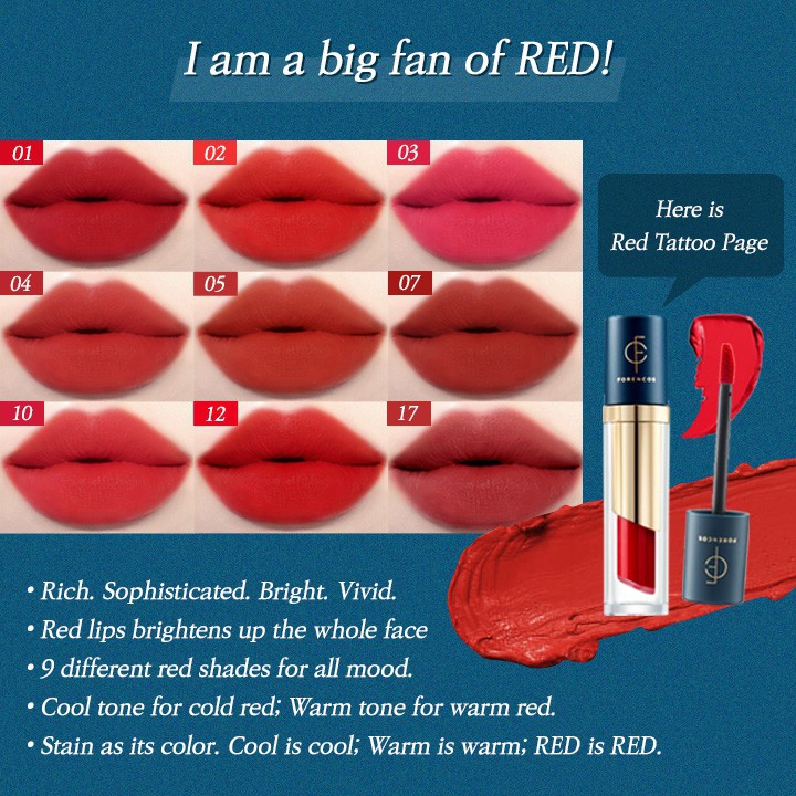 FORENCOS Lip Tattoo Clair Velvet Tint French Red Collection 4g | BigBuy360 - bigbuy360.vn