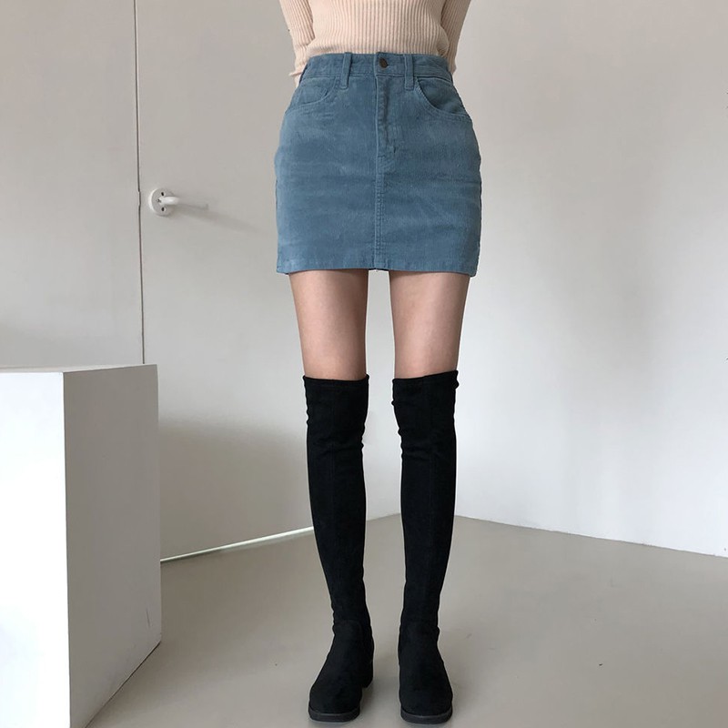 (ORDER) Chân váy dáng chữ A nhung tăm xẻ vạt ôm body gợi cảm Hàn Quốc New 2020 | BigBuy360 - bigbuy360.vn