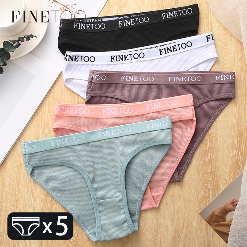 Set 5 quần lót nữ FINETOO size M-2XL vải cotton in chữ nhiều màu sắc