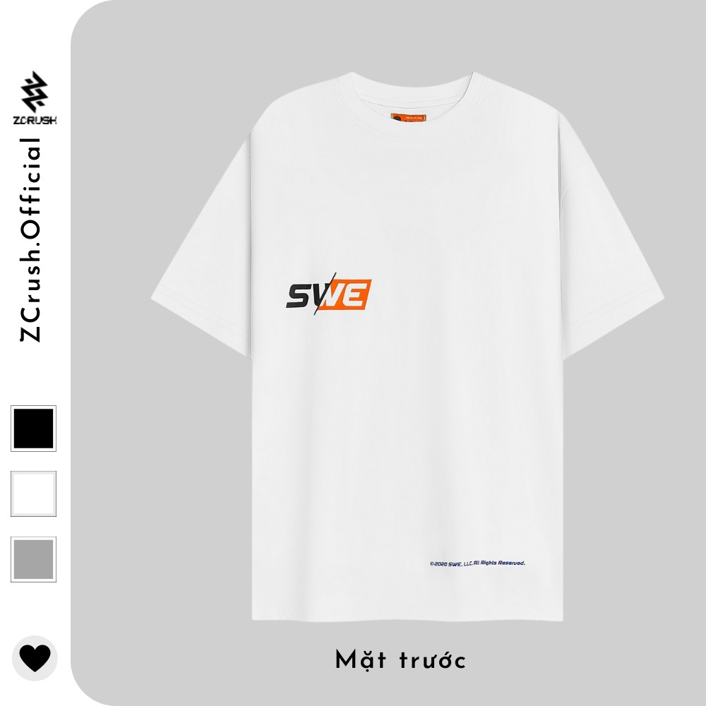 Áo Thun Unisex [ZCrush] Áo Phông Cổ Tròn Logo SWE Thun Ngắn Tay Form Rộng Nam Nữ Ulzzang Oversize