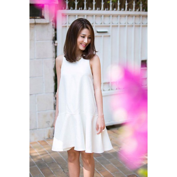 đầm xòe trắng shopee live 105k