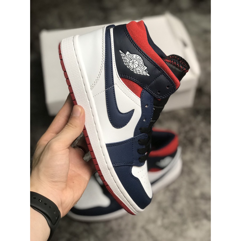 [KELLY SNEAKERS] GIÀY JORDAN 1 MID SE &quot;OLYMPIC&quot; XANH ĐỎ (ẢNH THẬT + HÀNG SẴN)