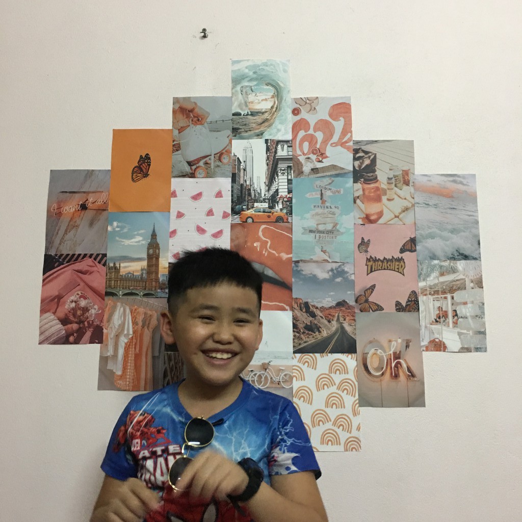 Postcard vintage dán tường sticker cute decor decal theme Cam Đào Peach mẫu 5 1305