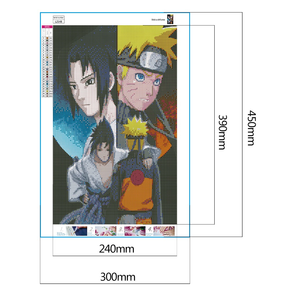 Bộ tranh đính đá 5D DIY họa tiết nhân vật Naruto độc đáo