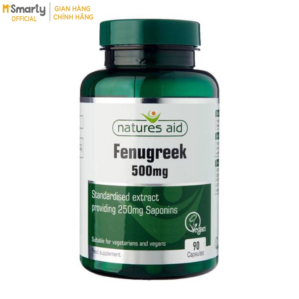 [M'SMARTY] - Viên Uống Lợi Sữa Cỏ Cà Ri Fenugreek 500mg Anh 90 Viên
