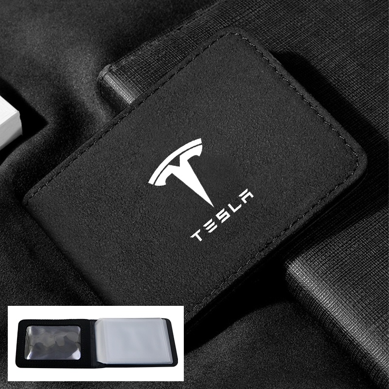 1 Túi Da Đen Đựng Bằng Lái Xe Hơi Tesla Model 3 X Y