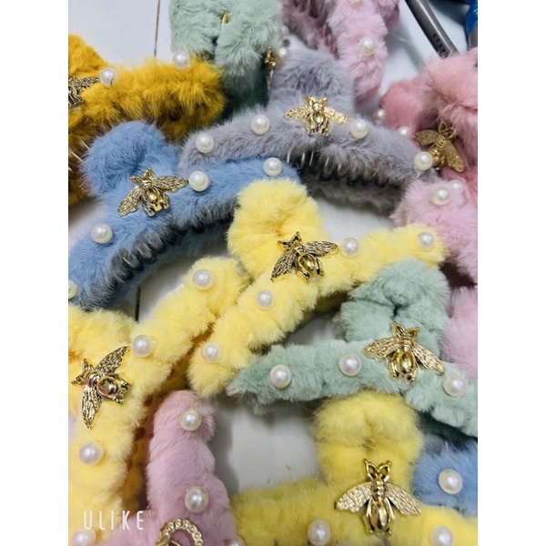 Kẹp Tóc Đính Lông Hàn Quốc (kẹp lớn)