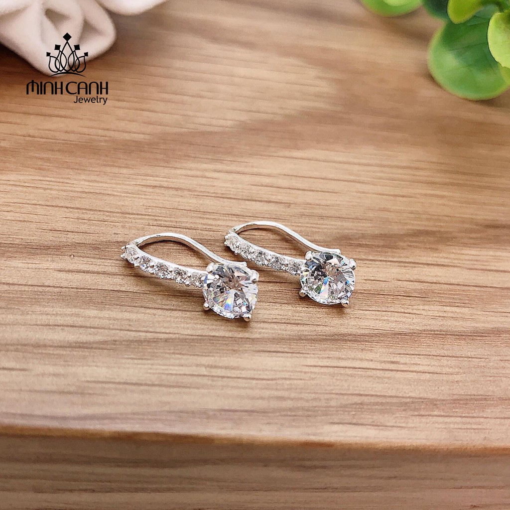 Bông Tai Bạc Đính Đá Dạng Móc Câu - Minh Canh Jewelry