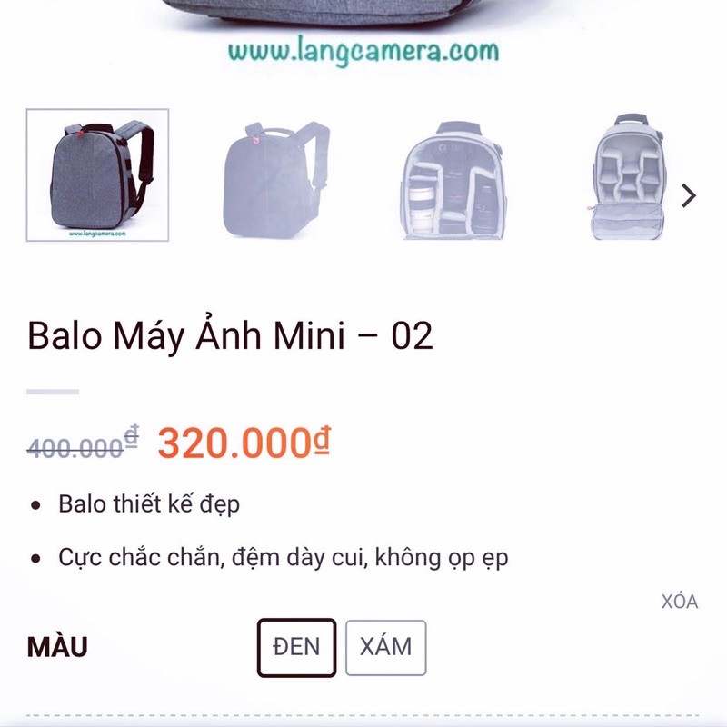 Balo đựng máy ảnh mini