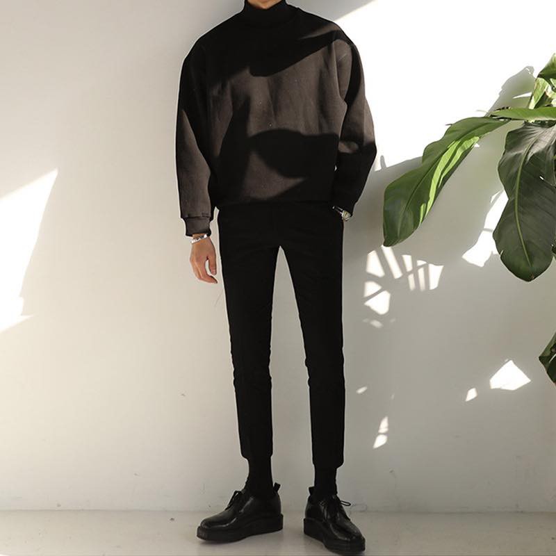 Áo nỉ sweater cao cổ basic, JACKLANE , Áo nam nữ dài tay Unisex Jack Lane màu trơn form rộng Hàn Quốc