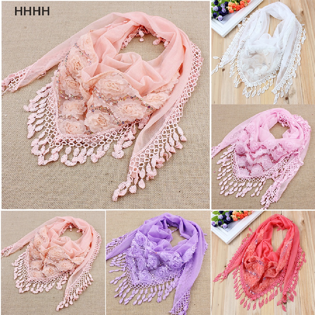 Khăn choàng cổ vải lụa thêu họa tiết phối tua rua thời trang cho nữ
 | BigBuy360 - bigbuy360.vn