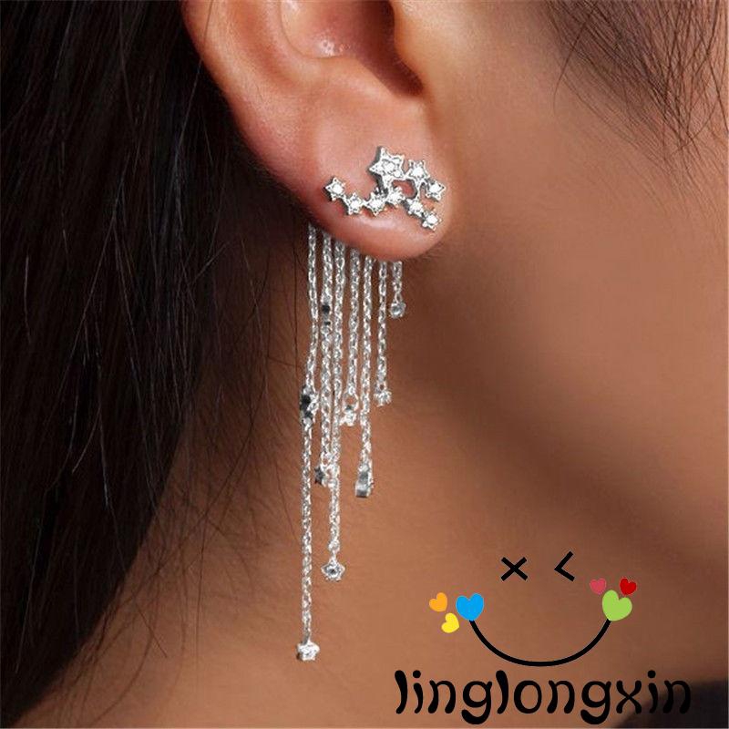 Bông tai mạ vàng / bạc đính đá pha lê giọt nước