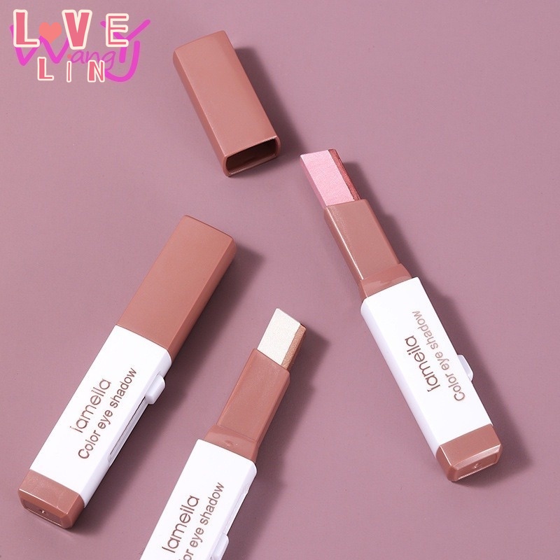 LAMEILA Phấn Mắt Dạng Bút Hai Màu Ánh Ngọc Trai Lấp Lánh Chống Thấm Nước