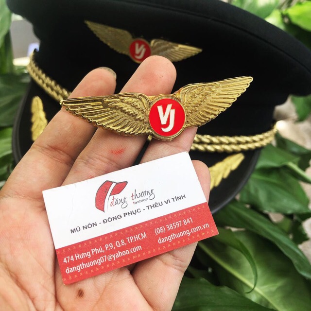 Logo/ huy hiệu phi công VietJet gắn trên nón mũ + Nón pilot