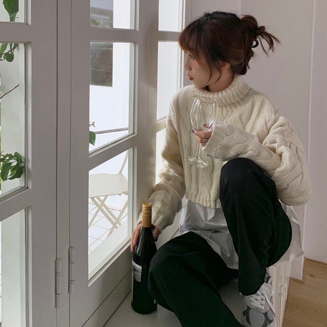 Áo Len Tay Dài Cổ Lọ Phong Cách Hàn Quốc Thời Trang Cho Nữ