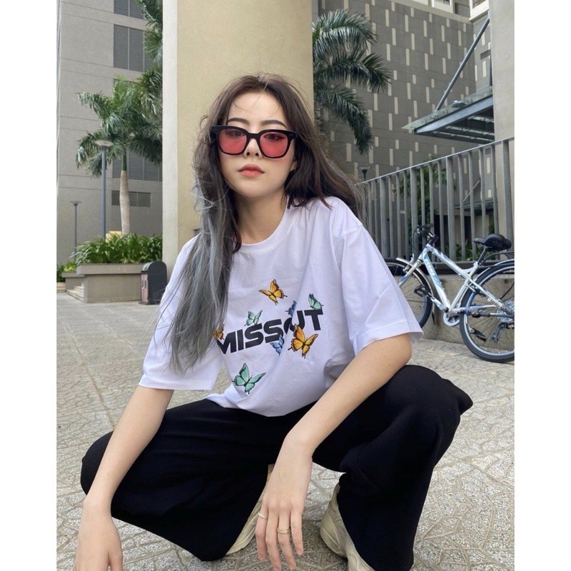 Áo thun tay lỡ ulzzang nam nữ form rộng MISS.OUT  áo cộc tay không cổ basic unisex áo đôi cọc tay