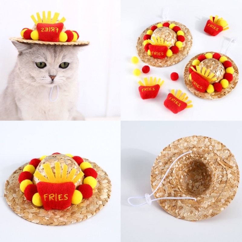 Nón cối pom pom nhiều kiểu cho thú cưng