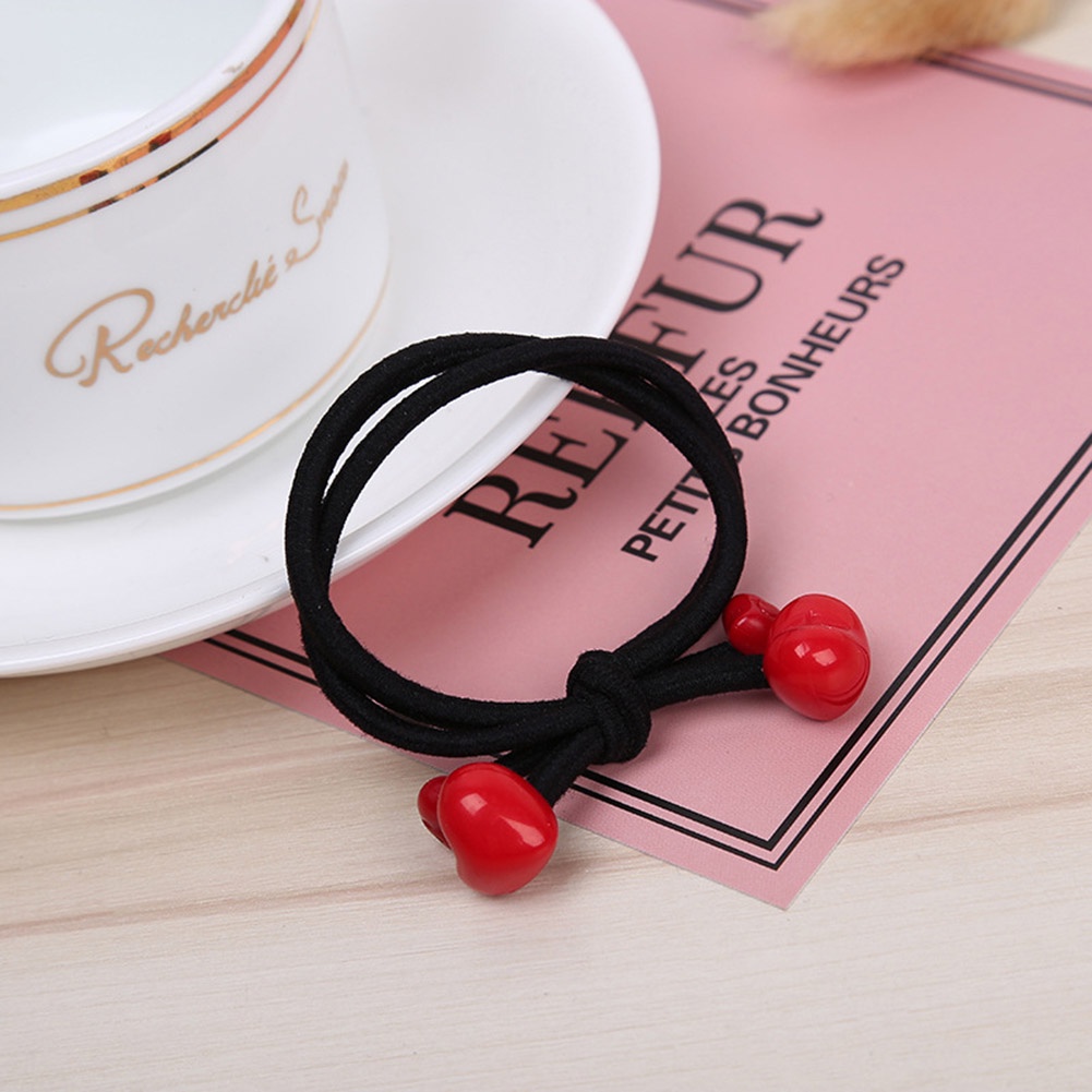 Dây buộc tóc đính hạt đỏ nhân tạo thời trang