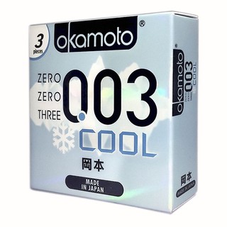 Bao cao su Okamoto 0.03 Cool cực siêu mỏng mát lạnh hộp 3 chiếc