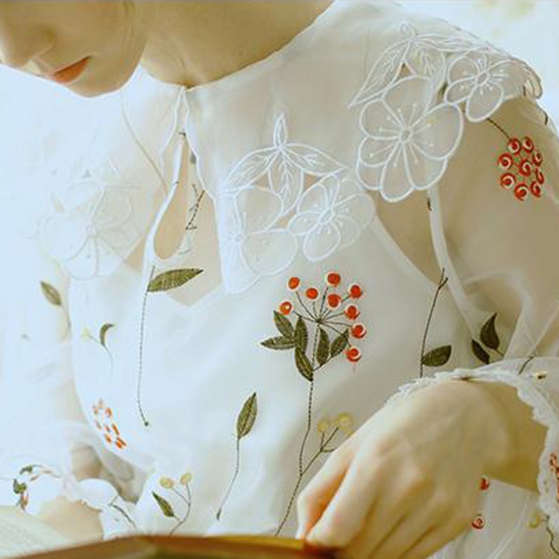 Cổ Áo Sơ Mi Giả Thêu Ren Có Thể Tháo Rời YOUYO Dành Cho Nữ