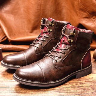 Đôi giày boots da màu trơn mềm mại thời trang cao cấp cho nam
