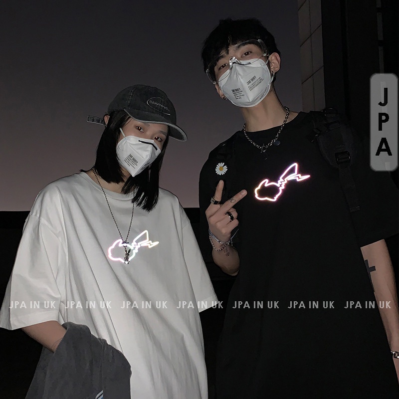 Áo thun tay lỡ nam nữ phản quang Picachu Unisex JPA in UK basic tee mùa hè phông trơn nam nữ oversize form rộng | BigBuy360 - bigbuy360.vn