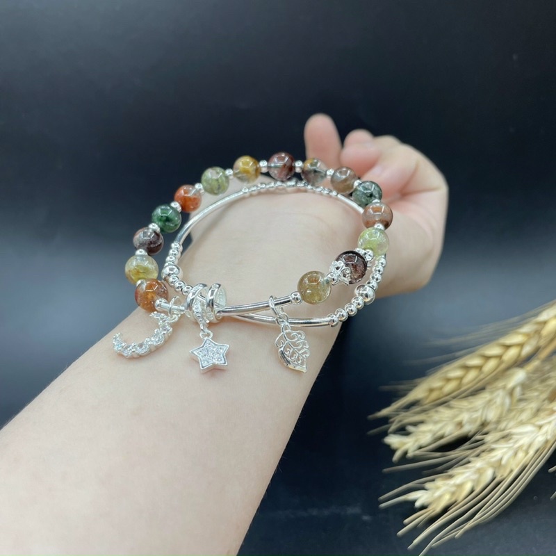 Vòng Tay Đá Phong Thuỷ Phối Chram Bạc 925 )