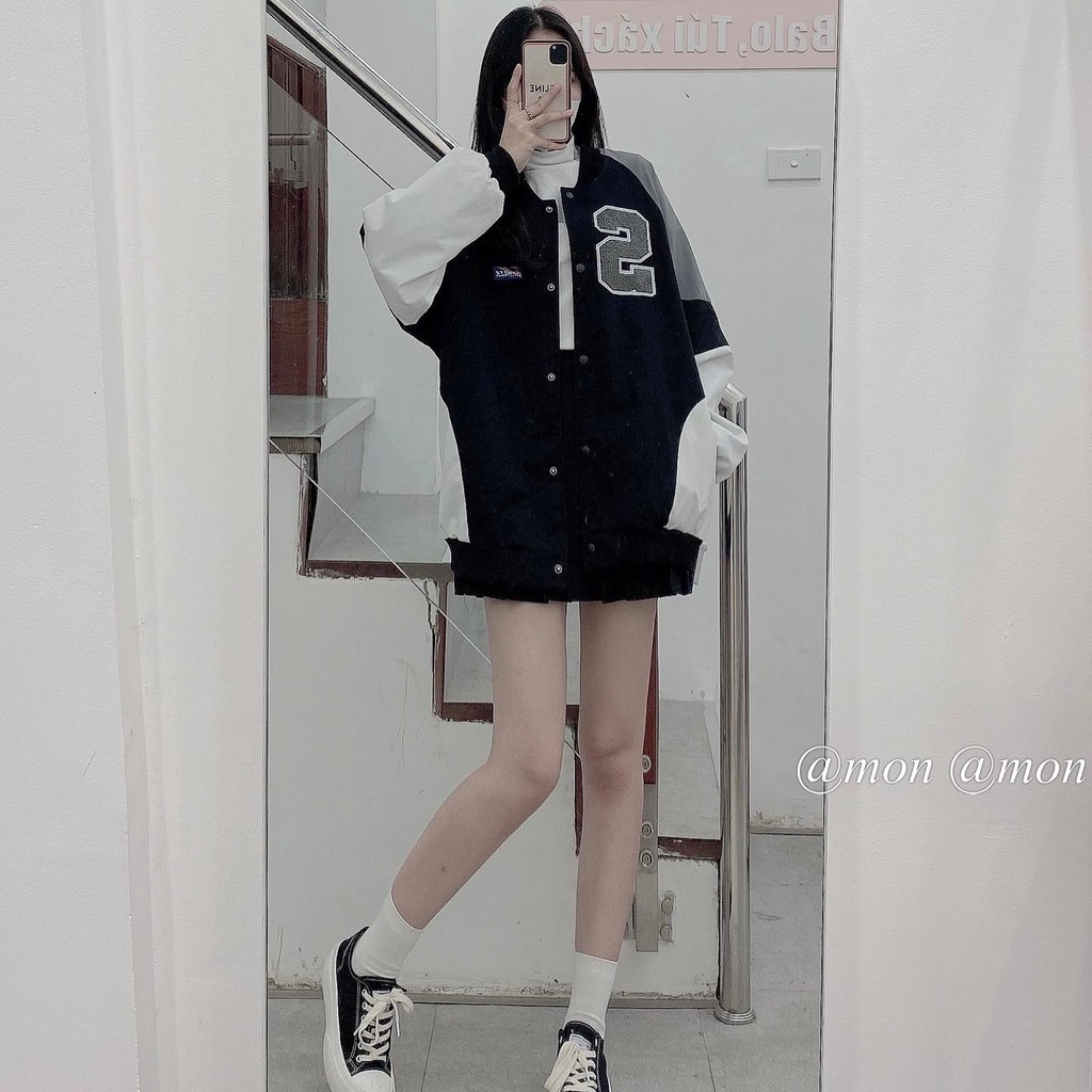 210680 Áo bomber phối màu, áo khoác nam nữ, áo khoác bomber thời trang ulzzang | BigBuy360 - bigbuy360.vn