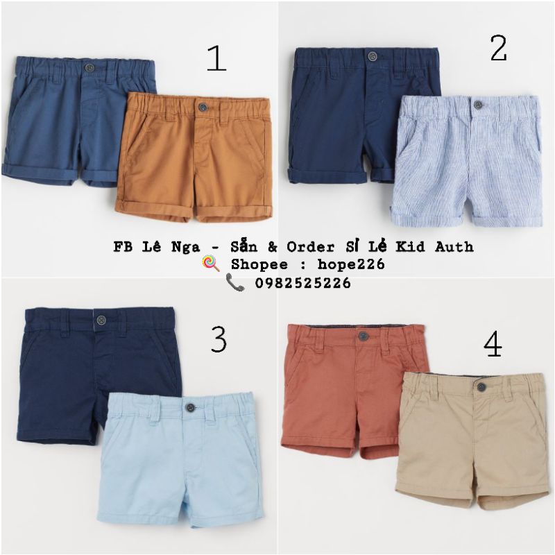 Set 2 quần short kaki HM US/JP sz từ 6-9m đến 3-4y