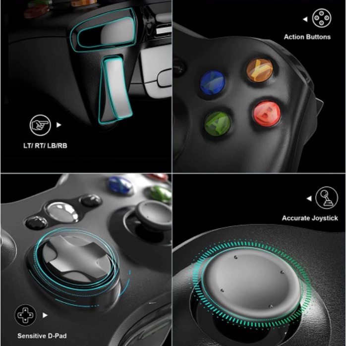 Tay Cầm Chơi Game Có Dây Xbox 360 Cao Cấp - Tay Cầm Chơi Game PC/PS3, Android, Gamepad, Phím Êm Linh Hoạt, Dễ Cài Đặt